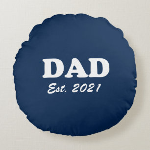 Cojín Redondo Personalizado de papá Fecha establecida azul marin