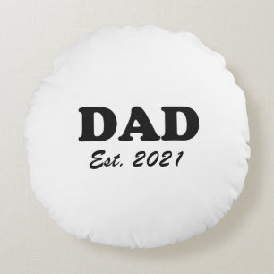 Cojín Redondo Personalizado de papá fecha establecida lindo blan