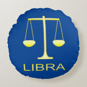 Cojín Redondo Personalizado de signos de estrella de balanzas de