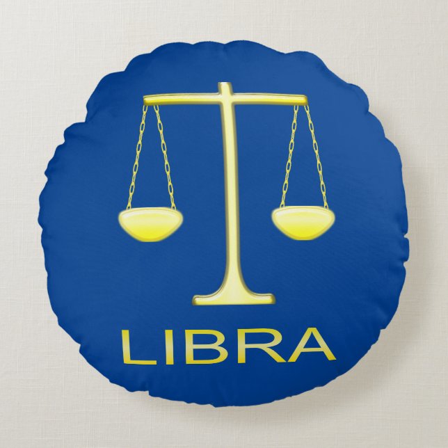 Cojín Redondo Personalizado de signos de estrella de balanzas de (Anverso)