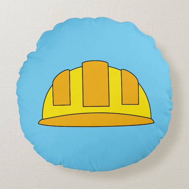 Cojín Redondo Personalizado del Gorra duro amarillo (Anverso)