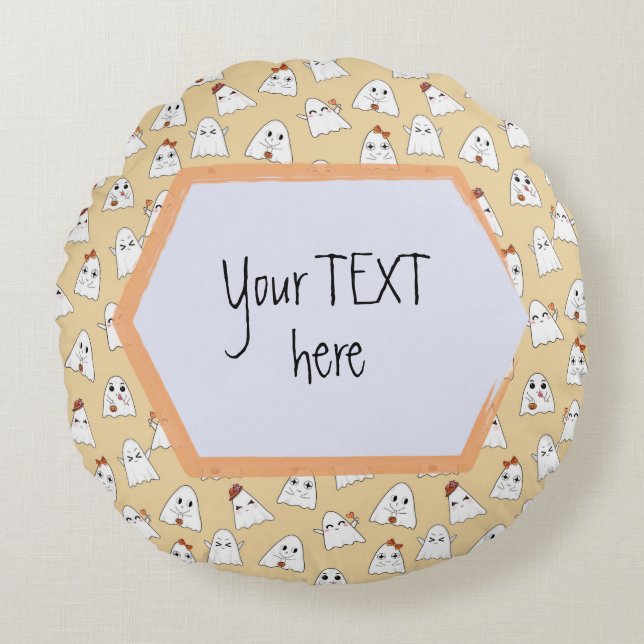 Cojín Redondo Personalizado doble cara patrón de Halloween lanza (Anverso)