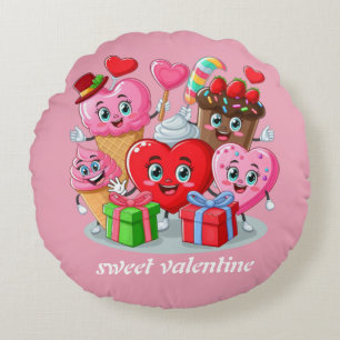 Cojín Redondo Personalizado el día de San Valentín de amigos de 