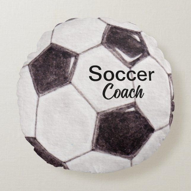 Cojín Redondo Personalizado entrenador de fútbol Keepsake (Anverso)