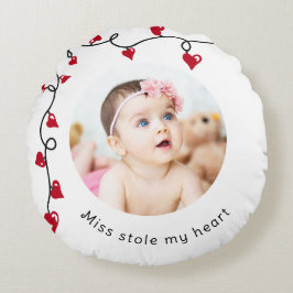 Cojín Redondo Personalizado Foto Keepsake Miss bebé Robo mi cora