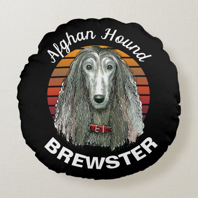 Cojín Redondo Personalizado hound afgano - Pillow (Anverso)