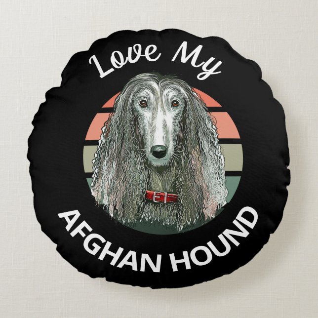 Cojín Redondo Personalizado hound afgano - Pillow (Anverso)