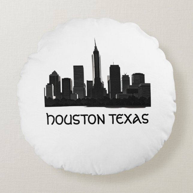Cojín Redondo Personalizado Houston Texas Skyline (Anverso)