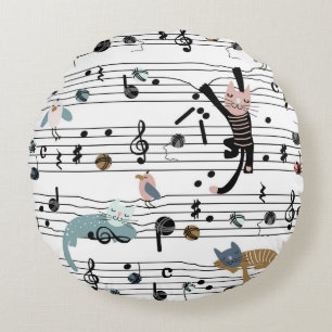 Cojín Redondo Personalizado lindo dibujado mano ilustrando un pa