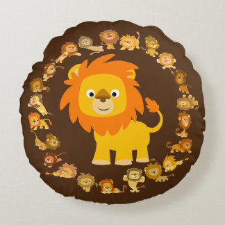 Cojín Redondo Personalizado lindo León Mandala Ronda Pillow