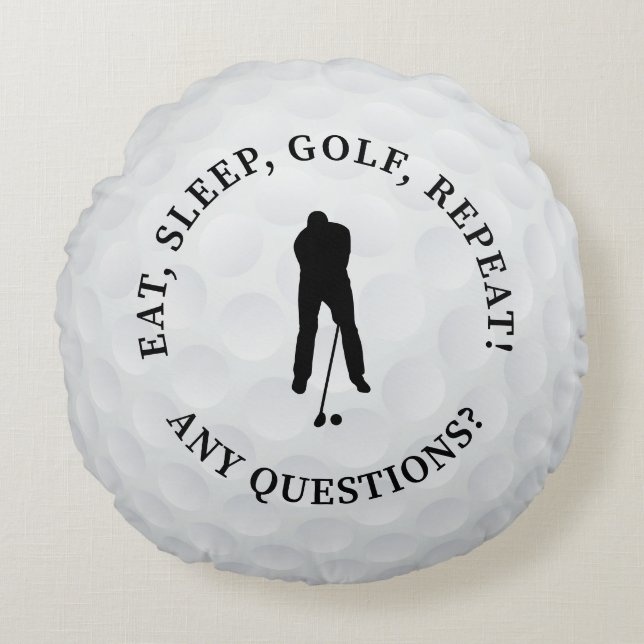 Cojín Redondo Personalizado Male Golfer Silhouette Cute Golf Bal (Anverso)