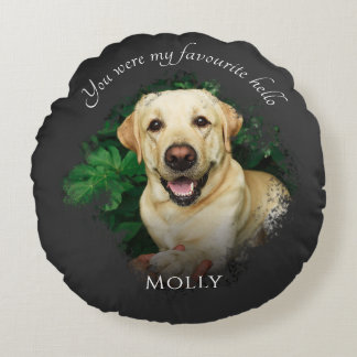 Cojín Redondo Personalizado Mascota Memorial Favorito Hola, adió