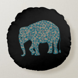 Cojín Redondo Personalizado Paisley Elephant Pillow redonda negr