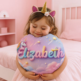 Cojín Redondo Personalizado Pastel Unicornio Nombre Pillow