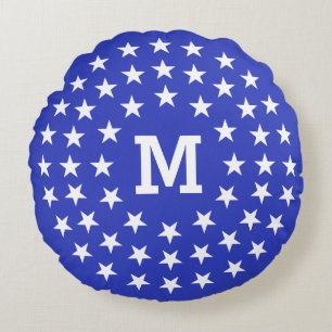 Cojín Redondo PERSONALIZADO Patriota Estadounidense Monograma ti