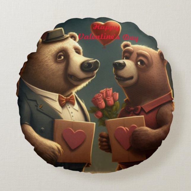 Cojín Redondo Personalizado personalizado de San Valentín (Anverso)