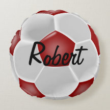Personalizado Red Soccer Ball Round Pillow
