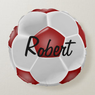 Cojín Redondo Personalizado Red Soccer Ball Round Pillow
