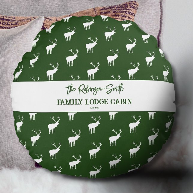 Cojín Redondo Personalizado Rustic Green Elk Silhouette (Subido por el creador)