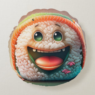 Cojín Redondo Personalizado Sushi Round Pillow - Whimsical Desig
