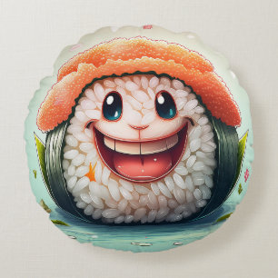 Cojín Redondo Personalizado Sushi Round Pillow - Whimsical Desig