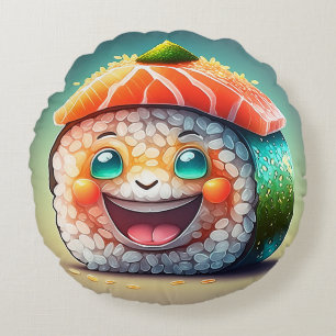 Cojín Redondo Personalizado Sushi Round Pillow - Whimsical Desig