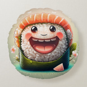 Cojín Redondo Personalizado Sushi Round Pillow - Whimsical Desig