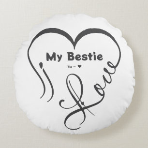 Cojín Redondo Personalizado Te Amo Mi Mejor Amiga • Tú = ♥