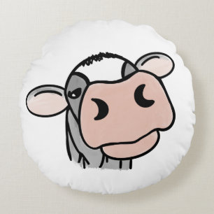 Cojín Redondo personalizado vaca lechera blanco negro rosa besar