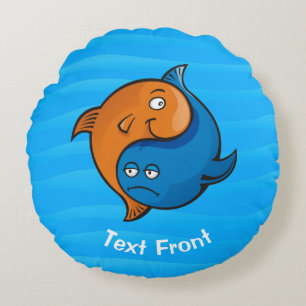 Cojín Redondo Personalizado Yin Yang Fish