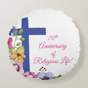 Cojín Redondo Personalizar, 70 Aniversario Nun Vida Religiosa