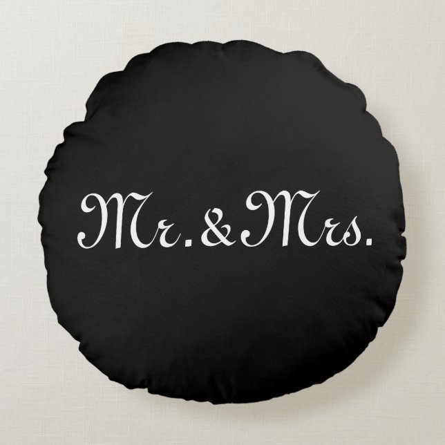 Cojín Redondo Personalizar con iniciales Monograma de pareja neg (Anverso)