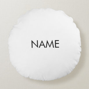 Cojín Redondo Personalizar con nombre, texto minimalista blanco