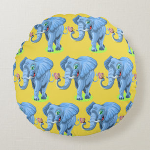 Cojín Redondo Personalizar Cute Blue Elephant