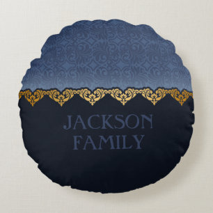 Cojín Redondo Personalizar el elegante patrón de Damasco oscuro