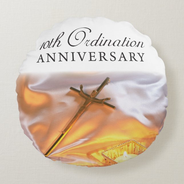 Cojín Redondo Personalize, 10° Aniversario de la Ordenación, Cro (Anverso)