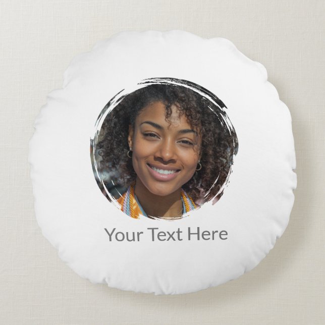 Cojín Redondo Personalize This Pillow Add Your Photo and Text (Anverso)