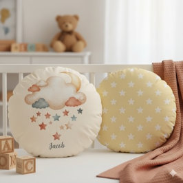 Cojín Redondo Personalized Boho Baby Nursery-Dreamy Clouds