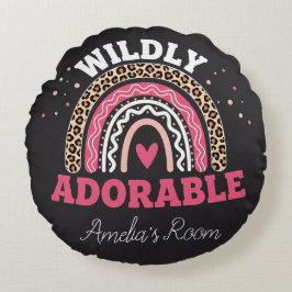 Cojín Redondo Personalized Boho Leopard Rainbow Nursery Round 
