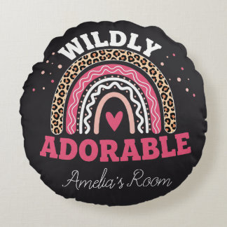 Cojín Redondo Personalized Boho Leopard Rainbow Nursery Round 