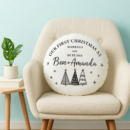 Cojín Redondo Personalized Couple Photo and Text