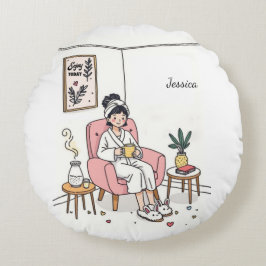 Cojín Redondo Personalized Cozy Friend Gift Cute Relaxing Care