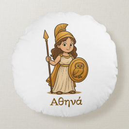 Cojín Redondo Personalized Cute Cartoon Athena Greek Goddess