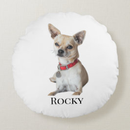 Cojín Redondo Personalized Dog Photo | Custom Pet Name 
