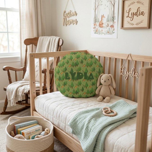 Cojín Redondo Personalized Forest Fox Baby  (Subido por el creador)