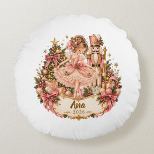 Cojín Redondo Personalized Nutcracker Ballerina Christmas Orname