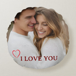 Cojín Redondo Personalized Photo Valentine's Day Round Pillow