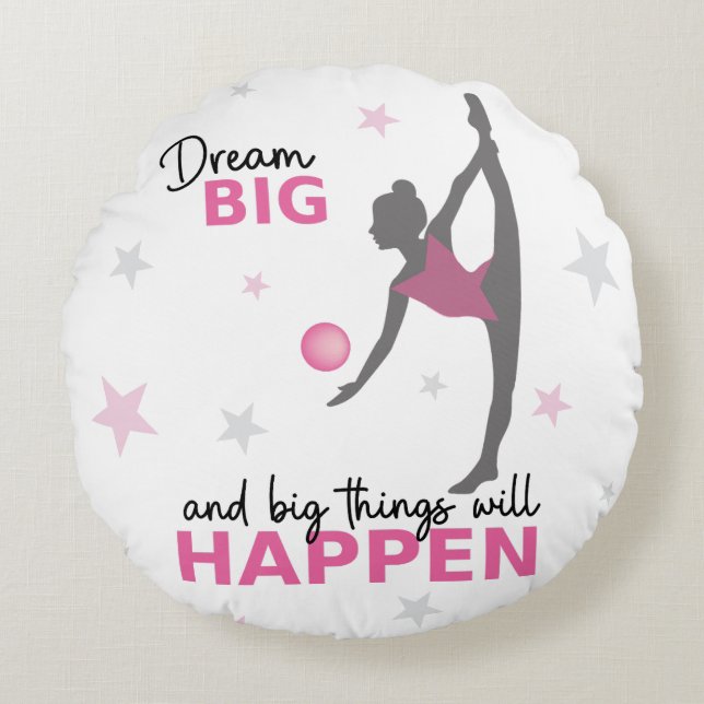 Cojín Redondo Personalized Rhythmic Gymnast Dream Big Round Pill (Anverso)