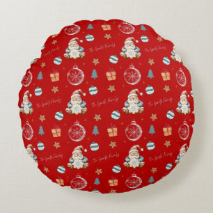 Cojín Redondo Personalized Vintage Santa Round Pillow