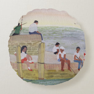 Cojín Redondo Pesca al crepúsculo 1988